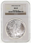 1990 US SILVER EAGLE $1 COIN NGC MS69
