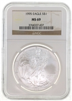 1995 US SILVER EAGLE $1 COIN NGC MS69