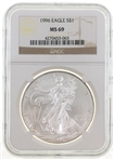 1996 US SILVER EAGLE $1 COIN NGC MS69