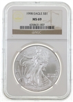 1998 US SILVER EAGLE $1 COIN NGC MS69
