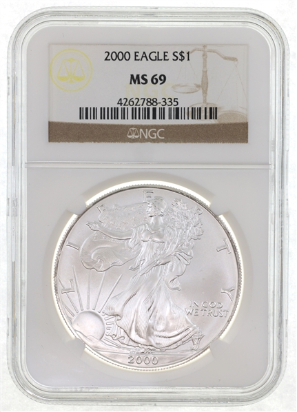 2000 US SILVER EAGLE $1 COIN NGC MS69