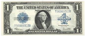 1923 US $1 BLUE SEAL SILVER CERTIFICATE LARGE NOTE XF-AU