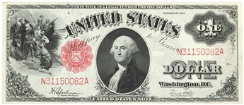 1917 US $1 RED SEAL LARGE NOTE AU