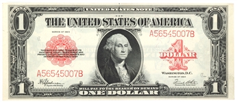 1923 US $1 RED SEAL HORSE BLANKET LARGE NOTE AU