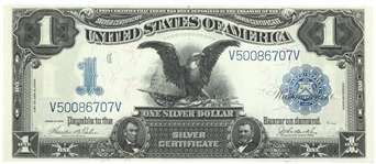 1899 US $1 SILVER CERTIFICATE BLACK EAGLE LARGE NOTE XF-AU