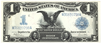 1899 US $1 SILVER CERTIFICATE BLACK EAGLE LARGE NOTE XF-AU