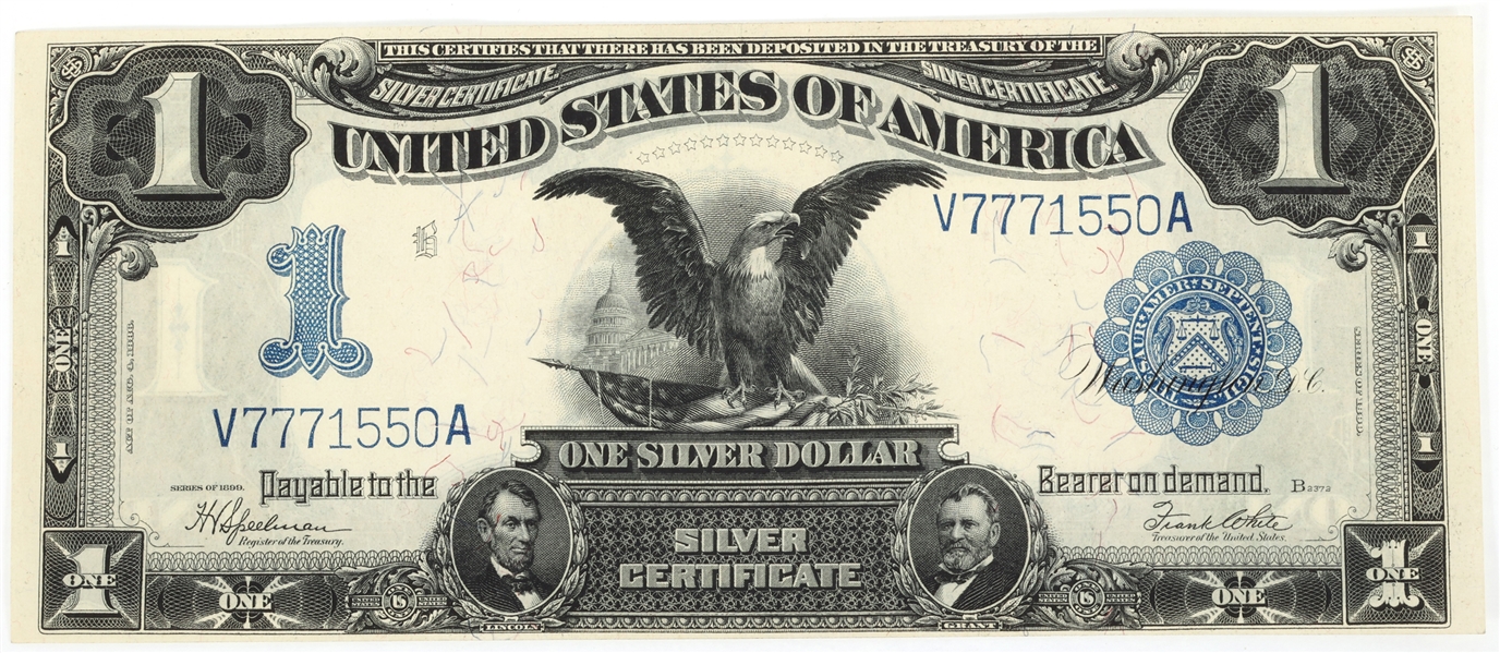 1899 US $1 SILVER CERTIFICATE BLACK EAGLE LARGE NOTE XF-AU