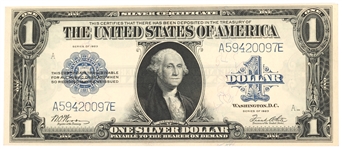 1923 US $1 BLUE SEAL SILVER CERTIFICATE LARGE NOTE XF-AU