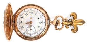 LADIES ELGIN GOLD-FILLED HUNTERS CASE POCKET WATCH