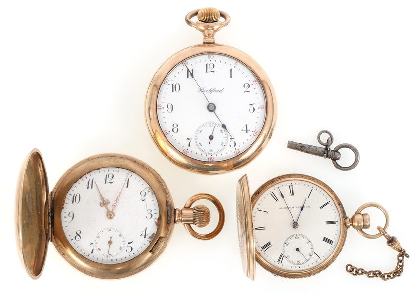 GOLD-FILLED CASE POCKET WATCHES - FOR PARTS OR REPAIRS