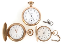 GOLD-FILLED CASE POCKET WATCHES - FOR PARTS OR REPAIRS