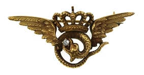 10K YELLOW GOLD AVIATOR WINGED SERPENT PIN
