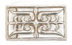 STERLING SILVER SANDCAST DECORATIVE BELT BUCKLE