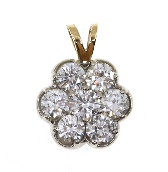 14K YELLOW GOLD 0.77 CTW DIAMOND FLOWER DESIGN PENDANT