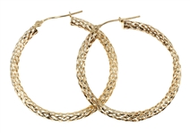 14K YELLOW GOLD WOVEN-DESIGN HOOP EARRINGS