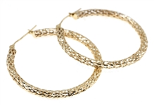 14K YELLOW GOLD WOVEN-DESIGN HOOP EARRINGS