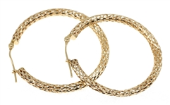 14K YELLOW GOLD WOVEN-DESIGN HOOP EARRINGS