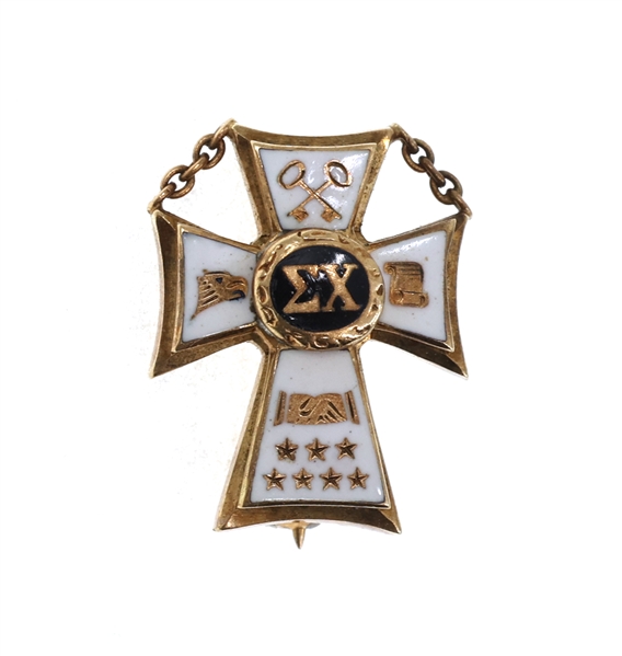 10K YELLOW GOLD SIGMA CHI FRATERNITY CROSS PIN