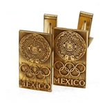 10K YELLOW GOLD TOP MEXICO OLYMPICS CUFFLINKS