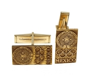 10K YELLOW GOLD TOP MEXICO OLYMPICS CUFFLINKS