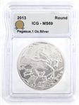 2013 US SILVER 1 OZT PEGASUS ROUND ICG MS69