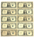 1957 US $1 BLUE SEAL SILVER CERTIFICATES $20 FACE