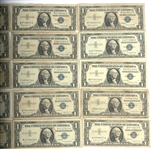 1957 US $1 BLUE SEAL SILVER CERTIFICATES $20 FACE