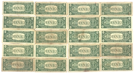 1957 US $1 BLUE SEAL SILVER CERTIFICATES $20 FACE