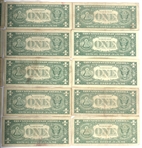 1957 US $1 BLUE SEAL SILVER CERTIFICATES $20 FACE