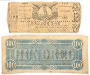 1860s OBSOLETE CURRENCY CORP OF VA $1 & CSA VA $100