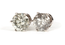 14K WHITE GOLD 3.34 CTW ROUND DIAMOND SOLITAIRE EARRINGS