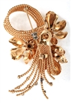 14K GOLD DIAMOND & MULTI-STONE FLORAL SPRAY BROOCH
