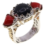 WOMENS STERLING SILVER ONYX FASHION RING