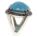 STERLING SILVER TURQUOISE & MARCASITE FASHION RING