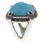 STERLING SILVER TURQUOISE & MARCASITE FASHION RING