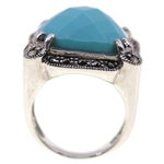STERLING SILVER TURQUOISE & MARCASITE FASHION RING