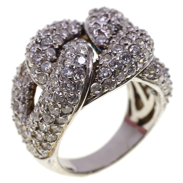 STERLING SILVER CUBIC ZIRCONA CLUSTER KNOT FASHION RING