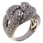 STERLING SILVER CUBIC ZIRCONA CLUSTER KNOT FASHION RING