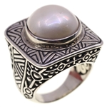 STERLING SILVER MABE PEARL COCKTAIL RING
