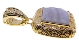 STERLING SILVER VERMEIL BLUE BANDED AGATE PENDANT