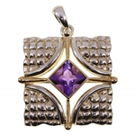 STERLING SILVER TWO-TONE AMETHYST PENDANT