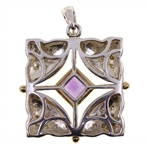 STERLING SILVER TWO-TONE AMETHYST PENDANT