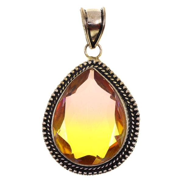 STERLING SILVER VERMEIL SUNSET GRADIENT GLASS PENDANT