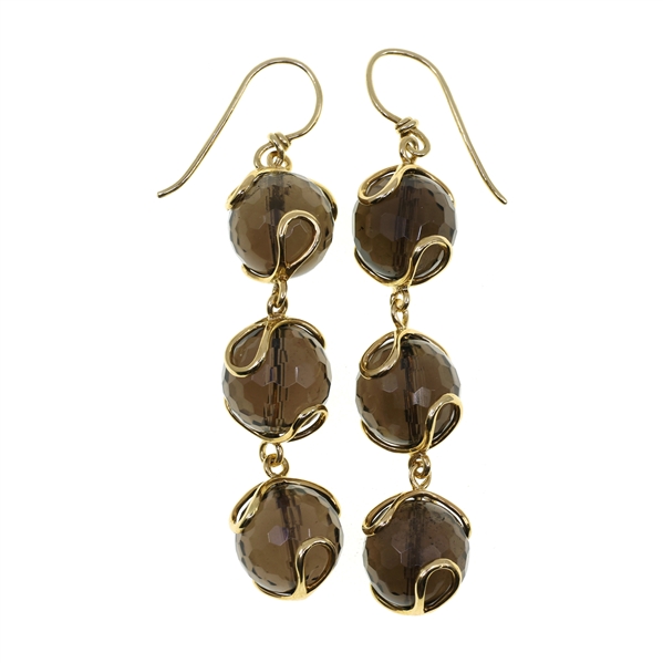 18K YELLOW GOLD VALETIN MAGRO SMOKEY QUARTZ EARRINGS