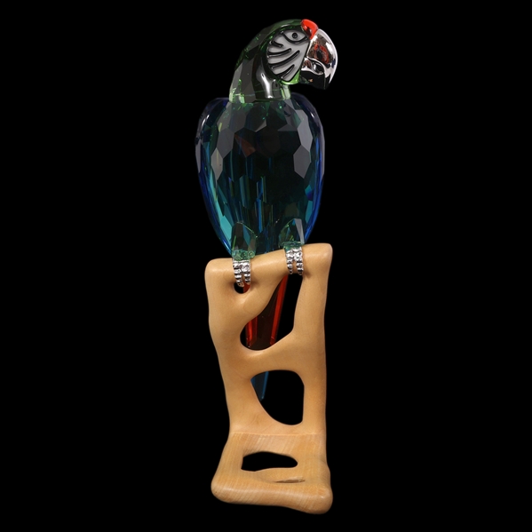 SWAROVSKI CRYSTAL FIGURINE "MACAW CHROME GREEN"