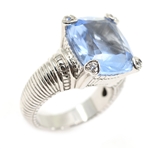 STERLING SILVER JUDITH RIPKA BLUE QUARTZ COCKTAIL RING