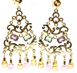 18K YELLOW GOLD MULTI-STONE CHANDELIER EARRINGS