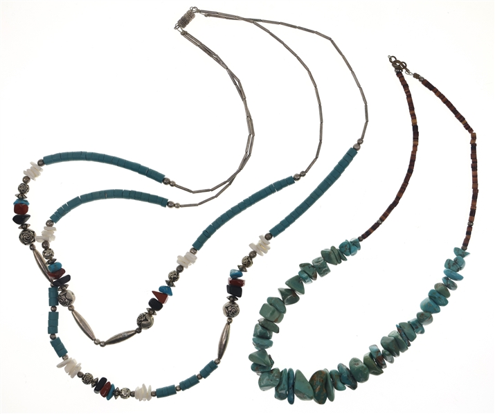 BEADED TURQUOISE STERLING SILVER NECKLACES