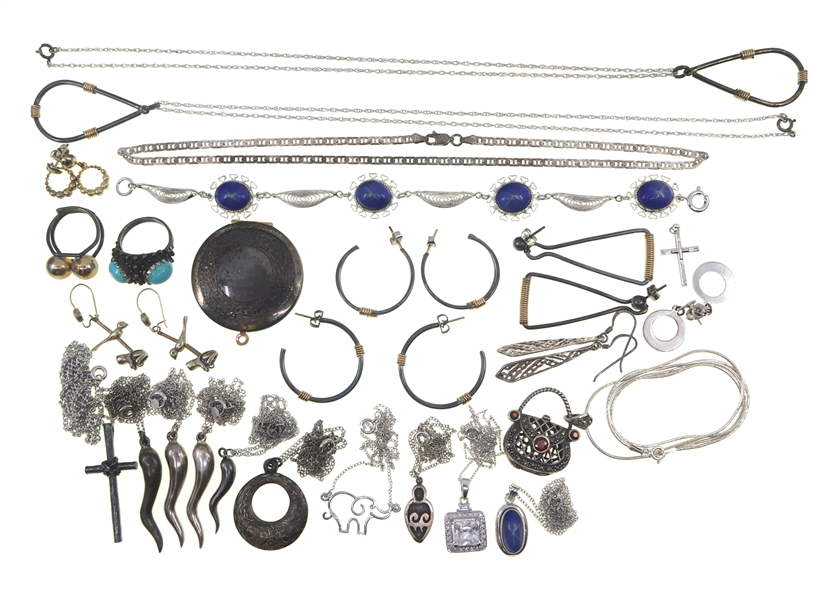 STERLING SILVER CHAINS, PENDANTS, EARRINGS, & RINGS