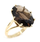 10K YELLOW GOLD SMOKY QUARTZ COCKTAIL RING
